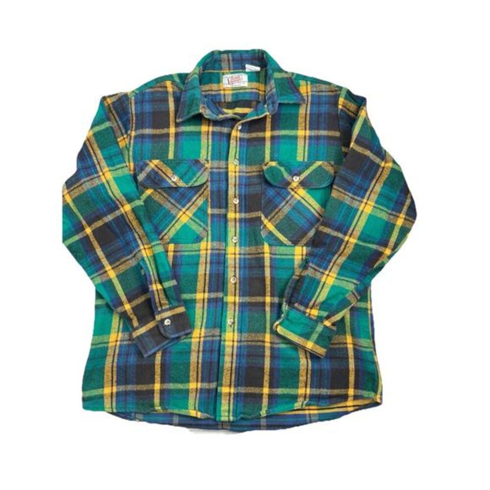 Vintage Private Property Flannel Shirt Multicolor Plaid Grunge USA Mens Sz Large